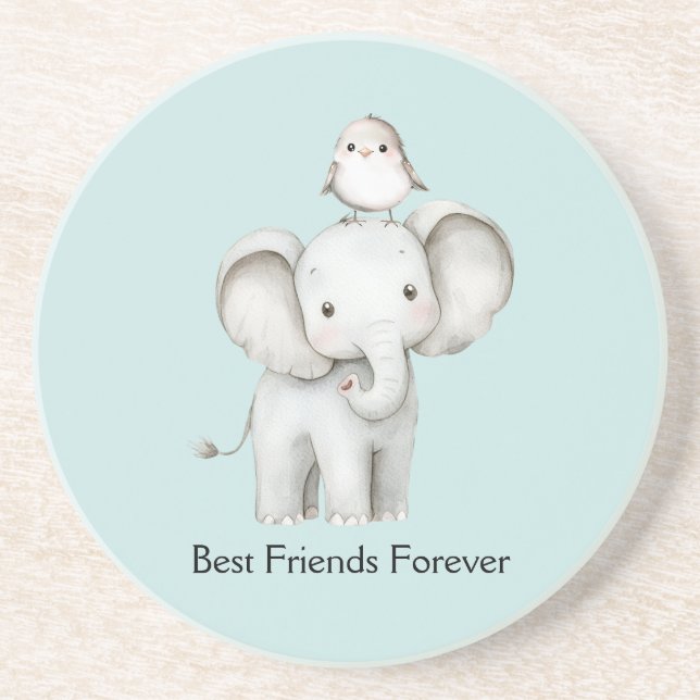 Porta-copos Melhor Amigo Elefante e Pássaro Menta (Frente)