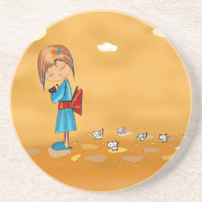 Porta-copos meninas e gatos (Frente)