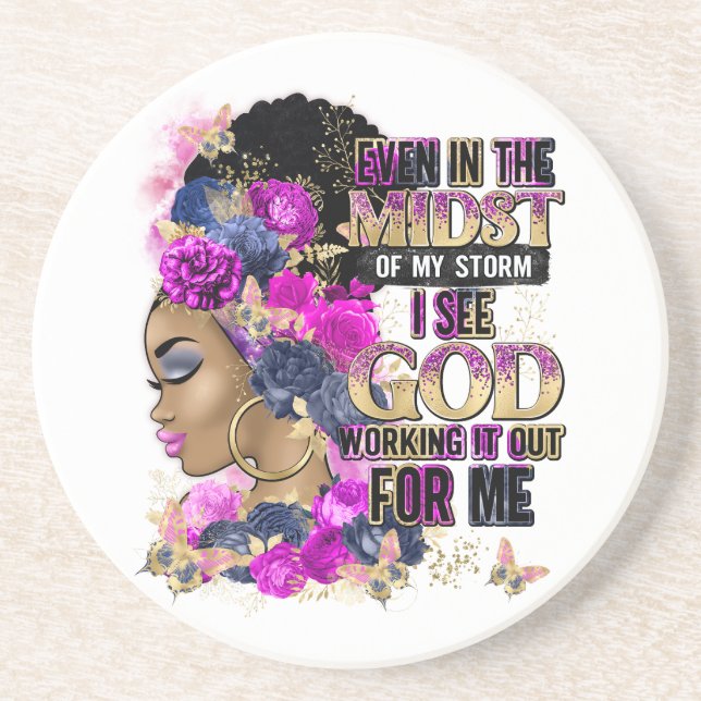 Porta-copos Mesmo No Meio Da Minha Tempestade Eu Vejo Deus Tra (Frente)