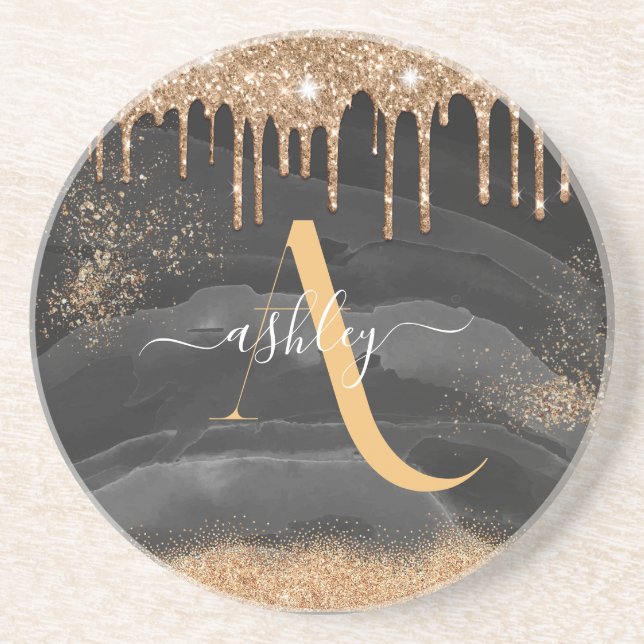 Porta-copos Metálico Personalizado do Monograma de Lixo Dourad (Frente)