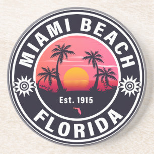 Porta-copos Miami Beach Florida Retro Sunset Souvenirs 60s