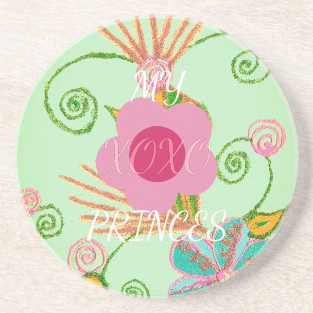 Porta-copos Minha XOXO Pequena Princesa Floral Impressão (Frente)