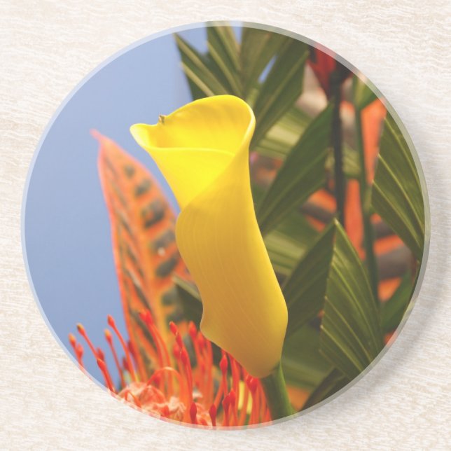Porta-copos mini amarelo calla lily (Frente)