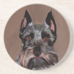 Porta-copos Miniatura Schnauzer — Pintura De Cor De Água