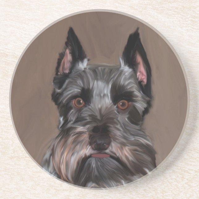 Porta-copos Miniatura Schnauzer — Pintura De Cor De Água (Frente)