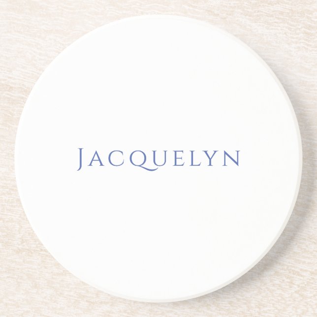 Porta-copos Minimalist White Blue Plain Elegant Modern Name (Frente)