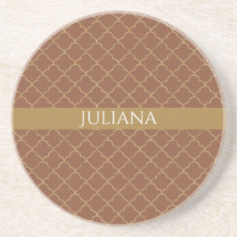 Porta-copos Mocha Gold Quatrefoil Personalizado 