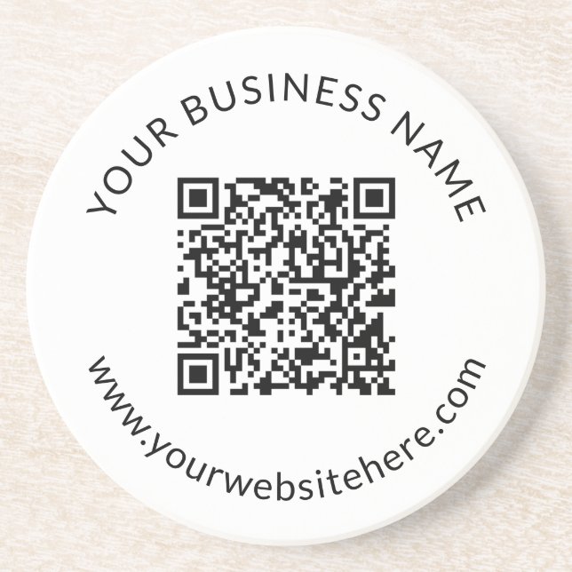 Porta-copos Modelo de código QR carregado com texto editável (Frente)