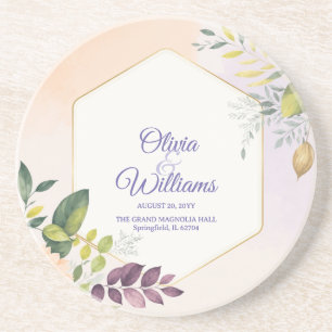 Porta-copos Modelo de Convite de Casamento Floral Elegante