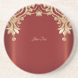 Porta-copos Modern Gold Red Floral Sandstone Coaster