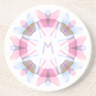Porta-copos Moderno Monograma Inicial Retro Caprichoso Rosa Az