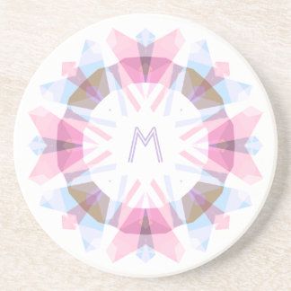 Porta-copos Moderno Monograma Inicial Retro Caprichoso Rosa Az