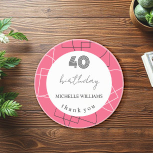 Porta-copos Moderno Rosa Geométrico Obrigado