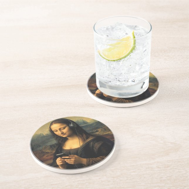 Porta-copos Mona Lisa Moderna com Smartphone (Lateral)