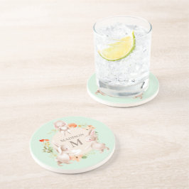 Porta-copos Monograma Coelho Coelho Floral Girassol Personaliz