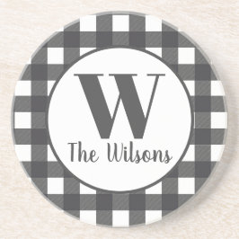 Porta-copos Monograma da Xadrez de búfalo branca de Cinzas clá