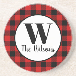 Porta-copos Monograma da Xadrez Negra Clássica de Buffalo