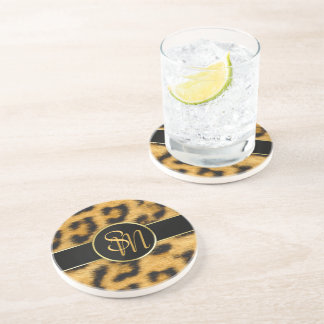 Porta-copos Monograma de Impressão Leopardo Elegante - Porta c