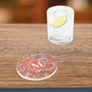 Porta-copos Monograma de Padrão de Pedra do Jasper Laranja