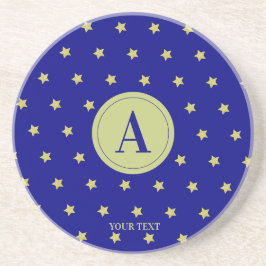 Porta-copos Monograma Elegante com Estrelas em Ouro e Azul
