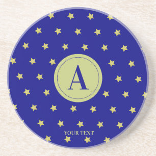 Porta-copos Monograma Elegante com Estrelas em Ouro e Azul