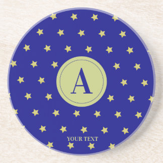 Porta-copos Monograma Elegante com Estrelas em Ouro e Azul