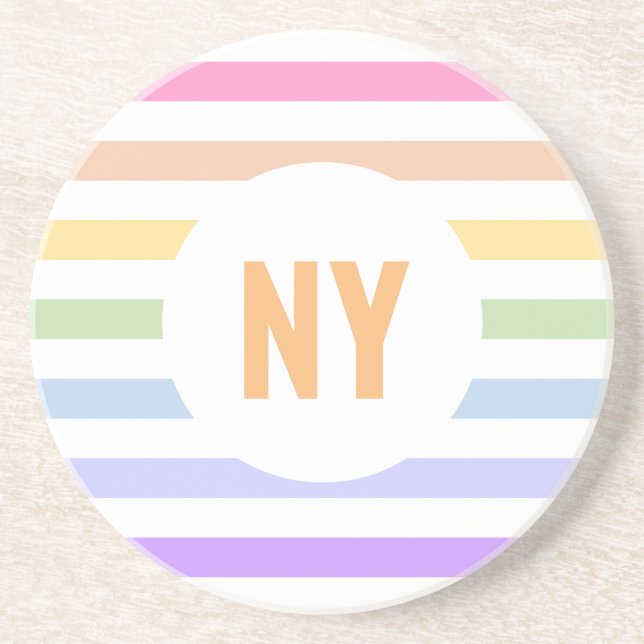 Porta-copos Monograma em Círculo Branco Banhas Arco-íris Paste (Frente)