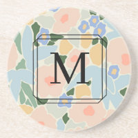 Monograma Flor Padrão Rosa Pastel Azul Claro Coa