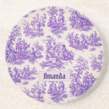 Monograma floral roxo de jouy
