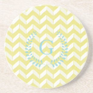 Porta-copos Monograma Personalizado Chevron Amarelo Chic Paste