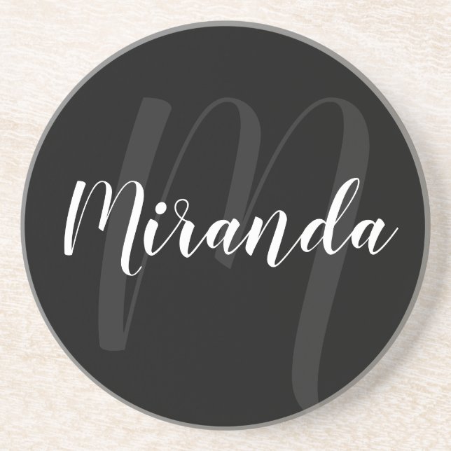 Porta-copos Monograma Personalizado de Script Moderno e Nome P (Frente)