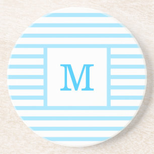 Porta-copos Monograma Personalizado de Strips Azul e Branco
