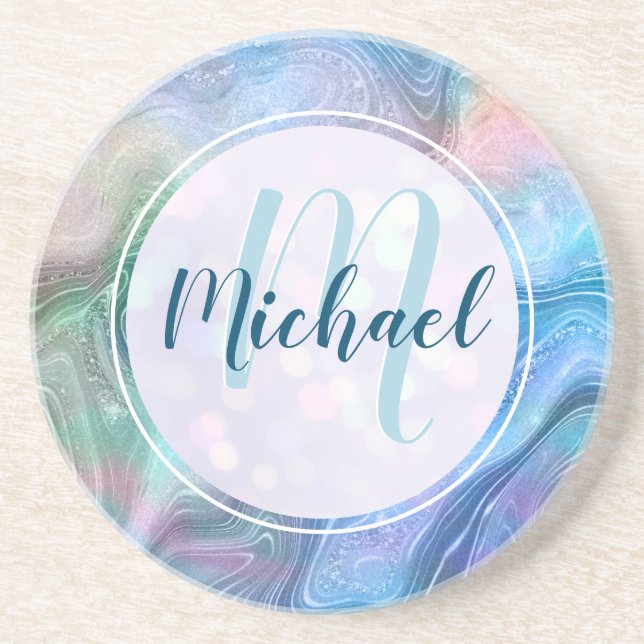 Porta-copos Monograma Personalizado Moderno e Líquido de Nome (Frente)