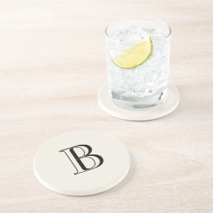 Porta-copos Monograma Preto e Creme Simples