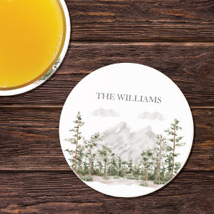 Porta-copos Monogramas Aquarela Montanha e Floresta