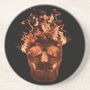 Porta-copos Montanha Russa Caveira Flamejante Laranja