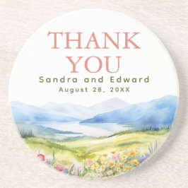 Porta-copos Montanhas e flores selvagens Obrigado