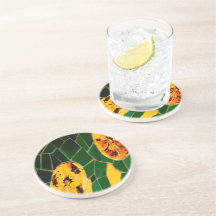 Mosaico Amarelo e Flor Verde