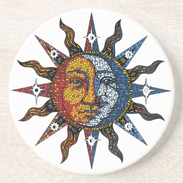 Porta-copos Mosaico celestial Sun e lua (Frente)