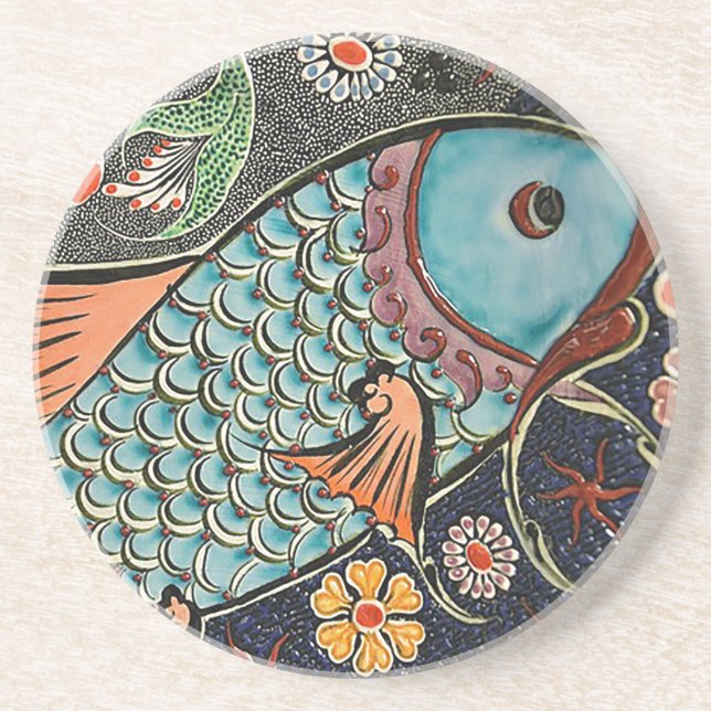 Porta-copos Mosaico de Koi (Frente)
