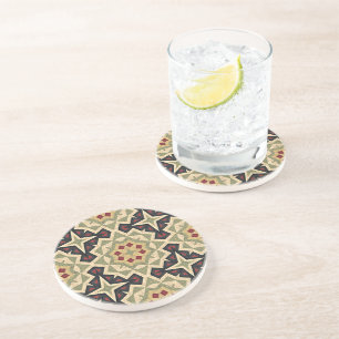 Porta-copos Mosaico Negro Verde-Ochre-vermelho-marfim