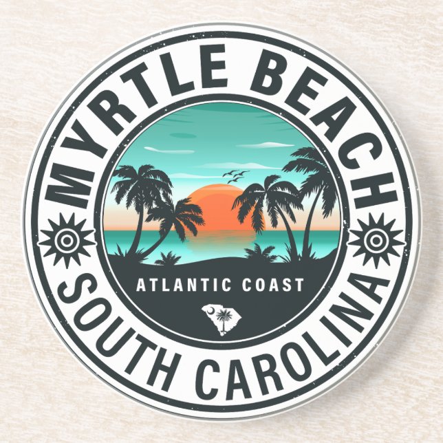 Porta-copos Myrtle Beach South Carolina Retro Sunset Souvenirs (Frente)