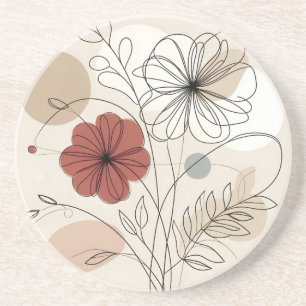 Porta-copos Na moda Floral Line Art Terracotta & Neutros