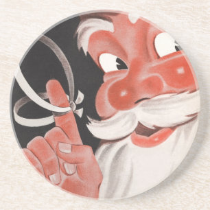 Porta-copos Natais vintages, Jolly Papai Noel com Corda