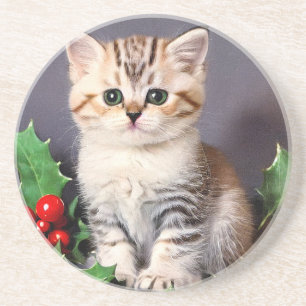 Porta-copos Natais vintages Kitten e Holly