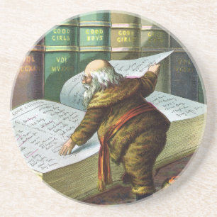 Porta-copos Natais vintages, Santa Claus, Lista Bela