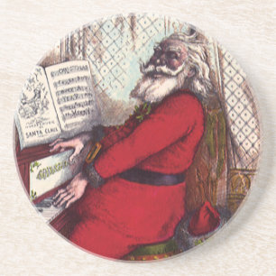 Porta-copos Natais vintages, Thomas Nast Santa Claus Piano