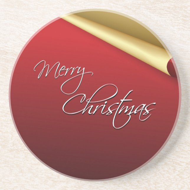 Porta-copos Natal Elegante Vermelho e Dourado (Frente)