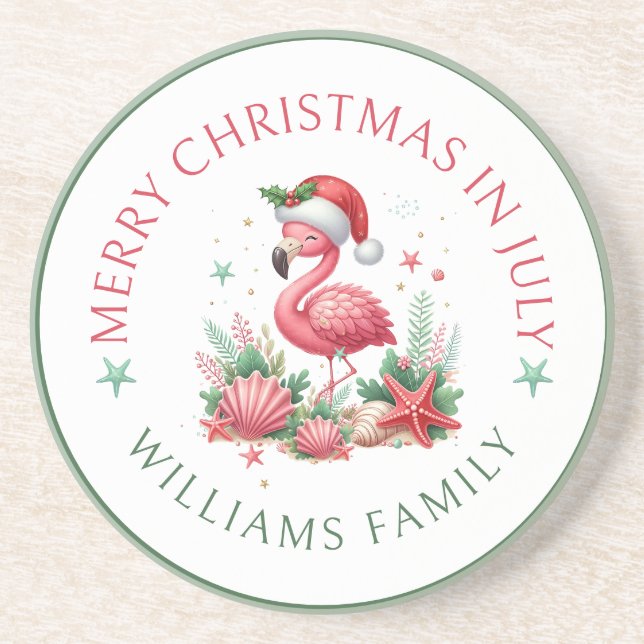 Porta-copos Natal em julho Flamingo (Frente)