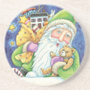 Porta-copos Natal Fofo, Papai Noel na Chaminé com Brinquedos